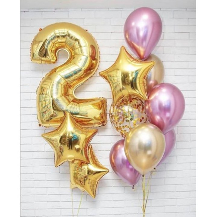 Цифра с фонтанами шаров  в Мурманске