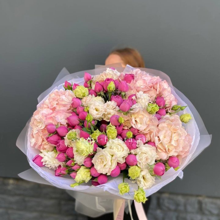  Букет  гортензий и Мисти в Мурманске