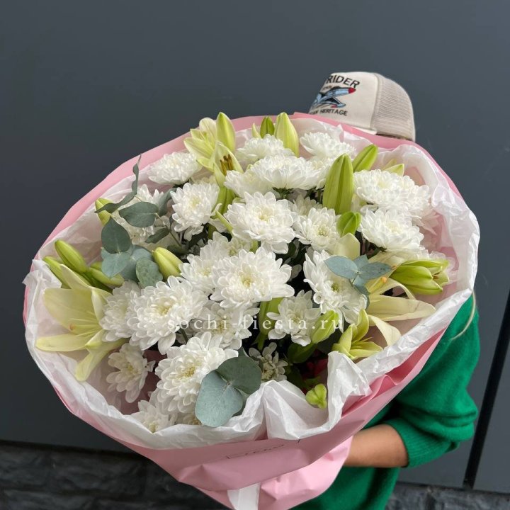  Букет  хризантемы и лилии в Мурманске