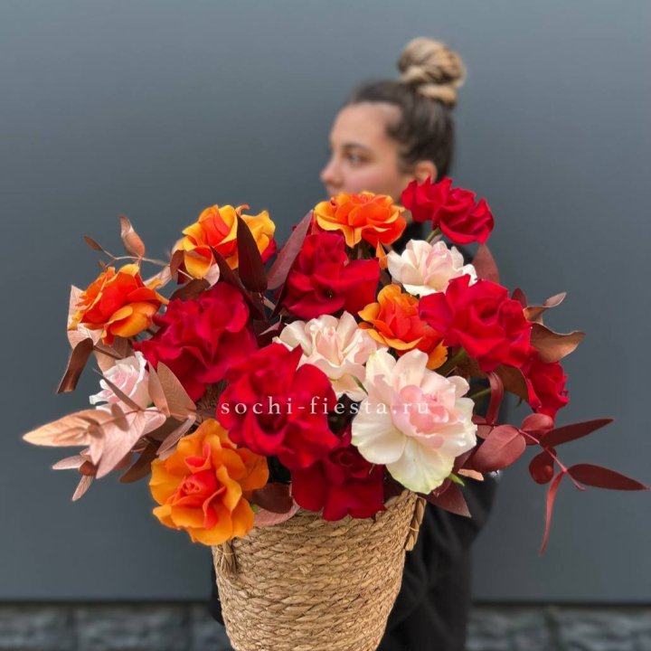 Авторский бокс "Роксана" в джутовом кашпо в Мурманске