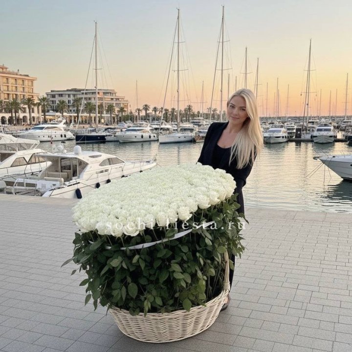 301 высокая роза в корзине в Мурманске