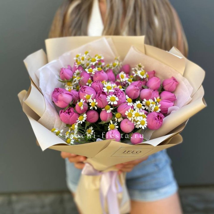 Дуобукет мисти с ромашками  в Мурманске