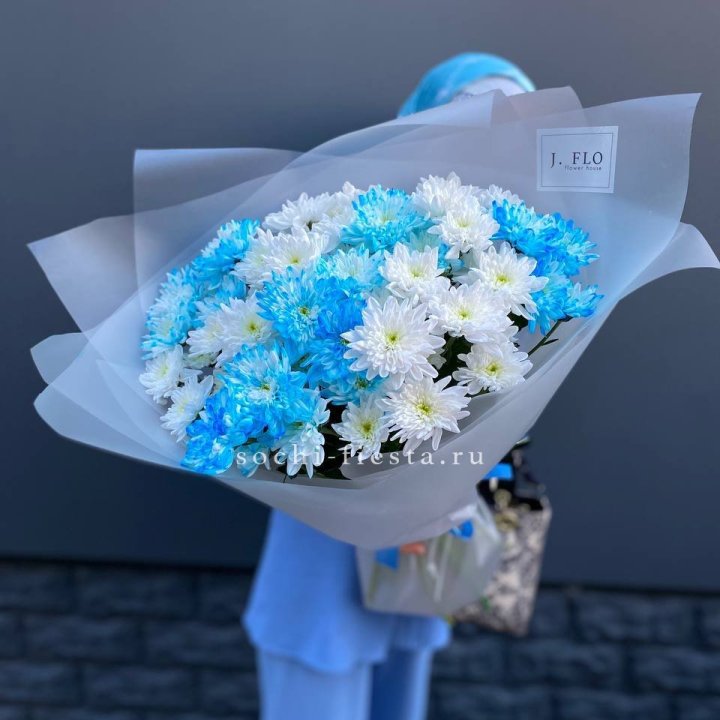 Букет хризантем "Голубая снежинка" в Мурманске