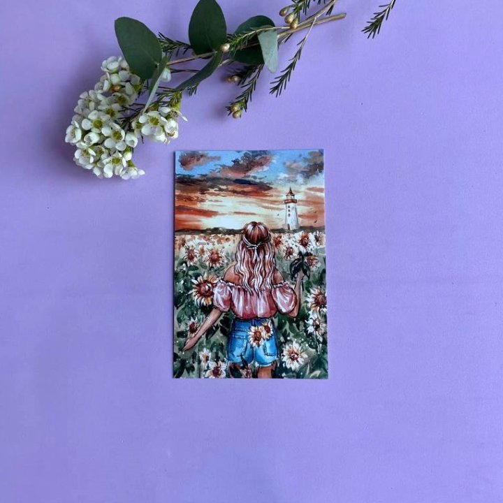 Открытка к букету "Подсолнух" в Мурманске