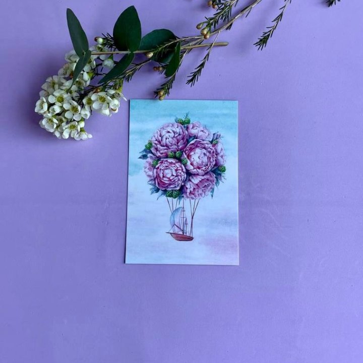 Открытка к букету "Пион" в Мурманске