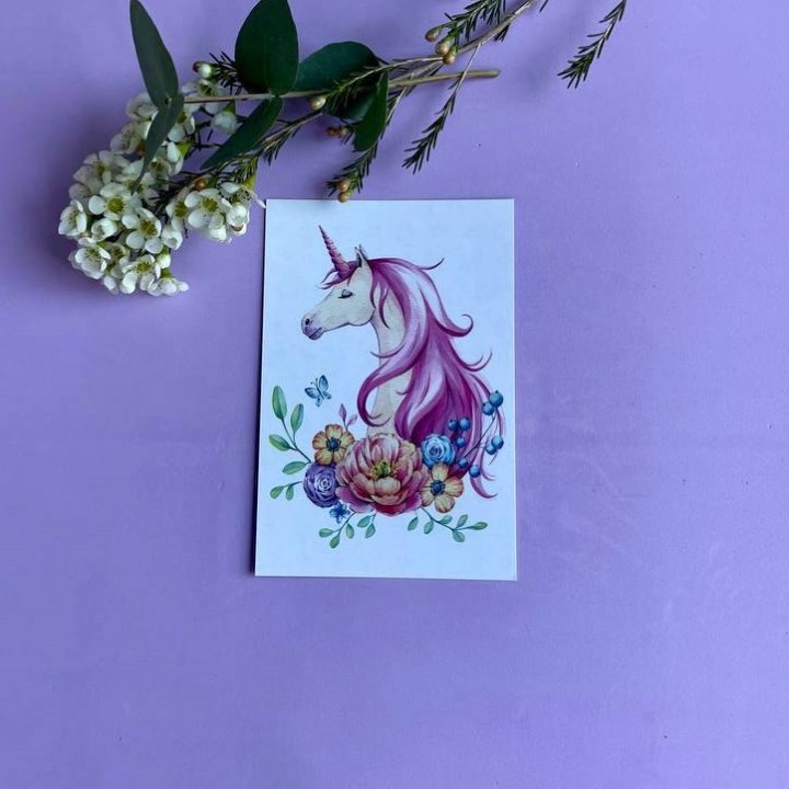 Открытка к букету "Единорог" в Мурманске