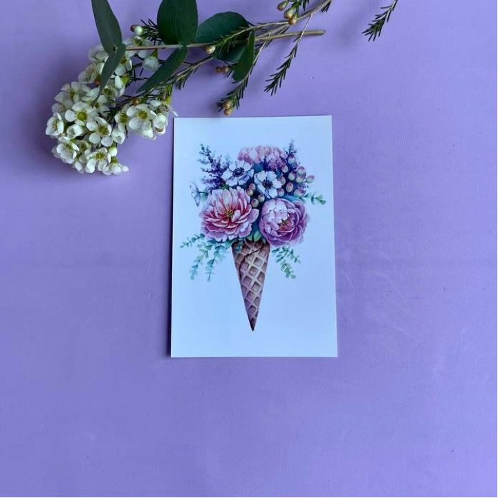 Открытка к букету "Цветочно-кремовый" в Мурманске