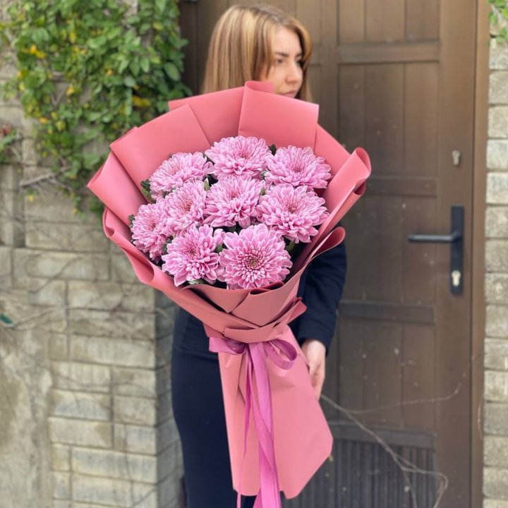 Букет хризантем розовый в Мурманске