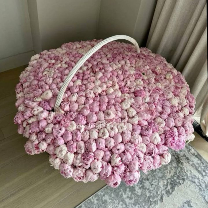 Корзина 555 пионов в Мурманске