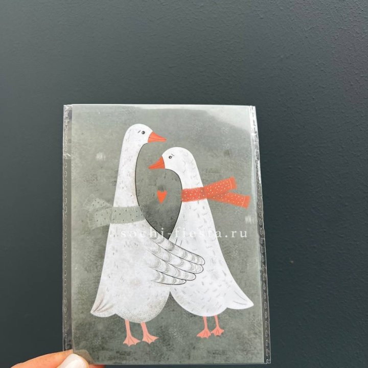 Открытка к букету "Гуси” в Мурманске