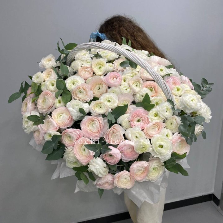 Ранункулюсы в корзине в Мурманске