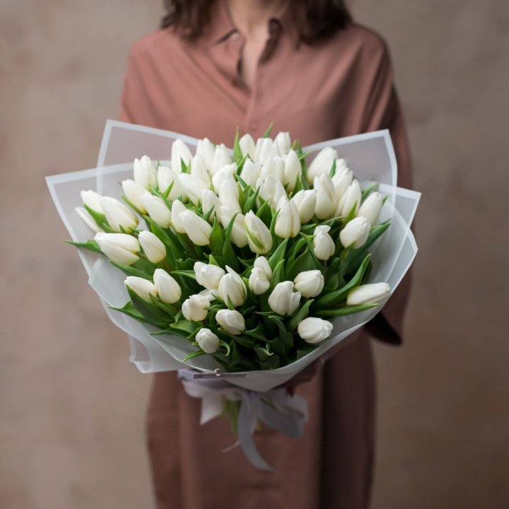 51 белый тюльпан в Мурманске