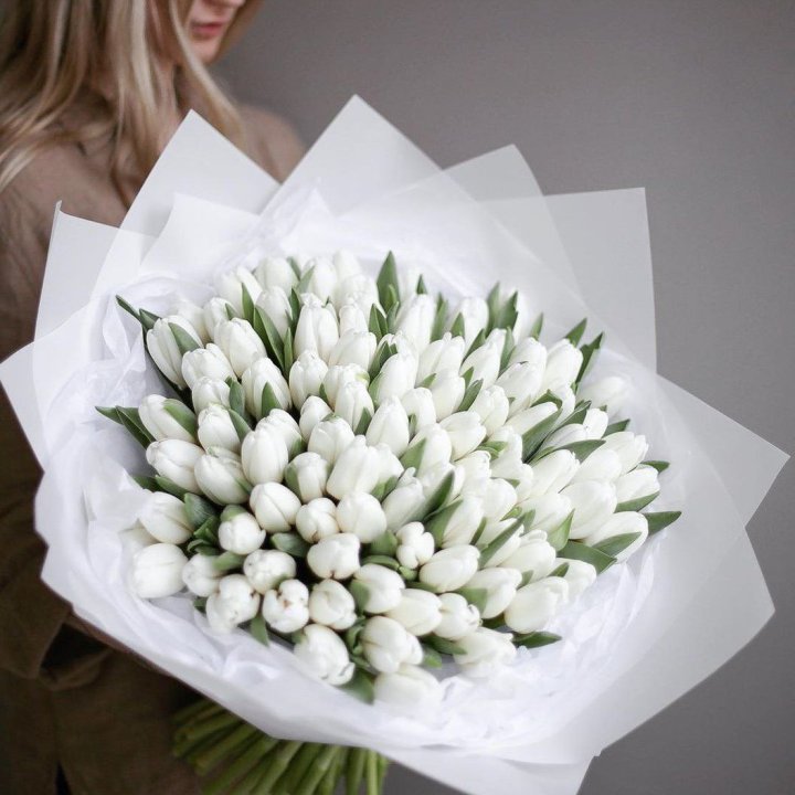 101 белый тюльпан в Мурманске